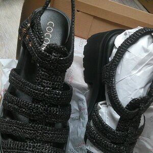 Coconuts by Matisse Tavi Womens US 8M Fisherman Sandals Black Platform Heel